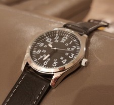 Orologio Uomo Pilot Militare Pelle Silver Black