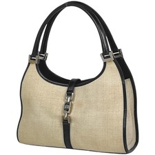 Borsa a tracolla Gucci Jackie Line avorio nero tessuto pelle vintage autentica