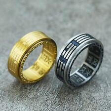Anello Tai Chi Yin Yang Otto Diagrammi Spinner Acciaio Inox Uomo Donna Anello