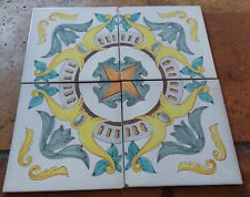 Piastrelle 20x20 Decorate A Mano ceramica Vietri. Composizione di 4 pezzi