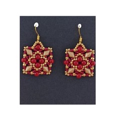 orecchini pendenti quadrati perline rosse oro bigiotteria gioielli donna regalo