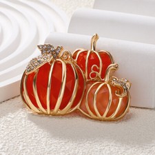 Bellissima spilla zucca Halloween cristallo smaltato stile Art Deco distintivo spilla regalo