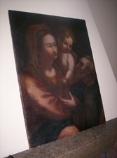 Antico grande quadro del XVII secolo madonna del rosario 3° della collezione