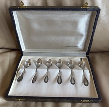 Set 6 Cucchiaini Tè Caffè In Argento 800 con custodia