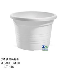 VASO CILINDRO TONDO DIAM. CM 70X49 H IN PLASTICA LISCIA RIGATA COLORE BIANCO