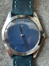 OMEGA MANUALE ANNI 50 Cal. 260. Cassa jumbo 36 mm. Raro quadrante azzurro 
