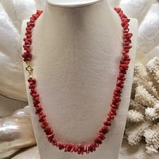 Collana Corallo Rosso In Argento 925 Dorato, Gioiello Mediterraneo Elegante.