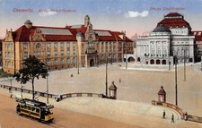 Chemnitz Museo König-Albert Nuovo Teatro Comunale Cartolina Postale AK 1916