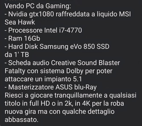 Desktop gaming usato - pc,