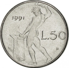 50 LIRE 1991 VOLCANO 3RD TYPE