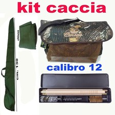 KIT PULIZIA FUCILE CAL 12 OLIO BORSA CON CARNIERE CACCIA FODERO TASCABILE ARMI