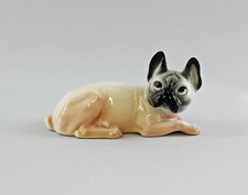 9997760 Statua in porcellana cane Bulldog francese beige Ens 16x8 cm