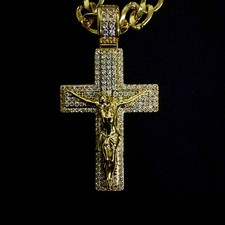 Collana croce ghiacciata oro