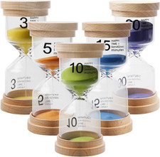 Set Di Clessidre per Bambini, in Legno, 5 Pezzi, Timer per Sabbia, 3/5/10/15/30 