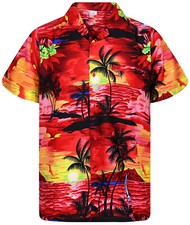 Camicia hawaiana surf rosso - camicia,