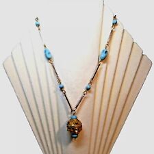 Art.42 Collana Color Turchese Lunga cm 80 con Pendente New Old Stock Anni 60