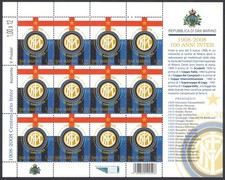 2008 San Marino, Centenario della Fondazione Inter, mini foglio 12 pezzi - MNH**