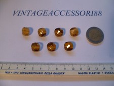 7 BOTTONI CAMICETTA GIOIELLO VETRO AMBRATO MURANO ANNI 60 VINTAGE SARTORIA 12 MM
