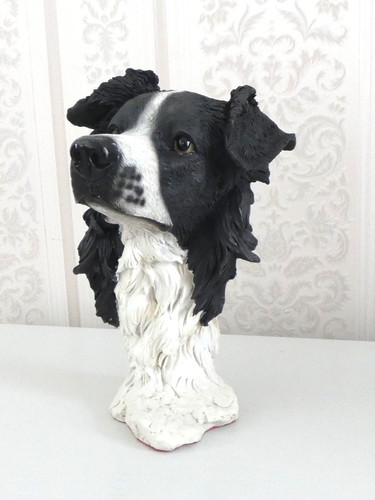 Border collie head sculture - border,