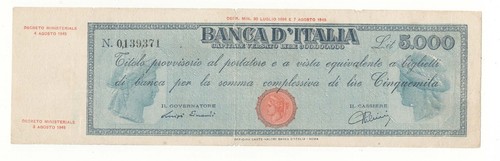 5000 lire titolo provvisorio - titolo,