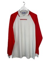 Maglia calcio UMBRO vintage rossa e bianca manica lunga XL