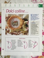 Schema punto croce Ricamo Dolci colline paesaggio naif punto vapore