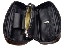 Porta pipe in pelle nera custodia tabacco per pipa con portatabacco tascabile 
