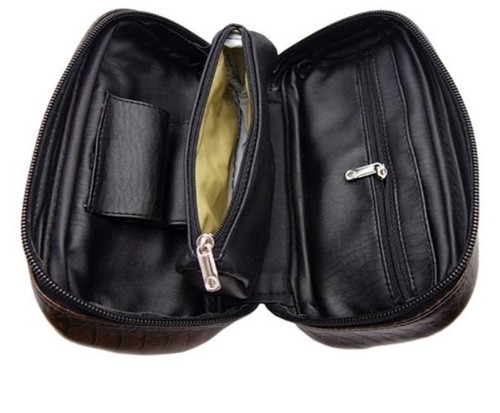 Black leather pipe holder - black,