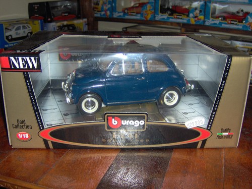 Fiat 500 blu burago - 500, 1:18