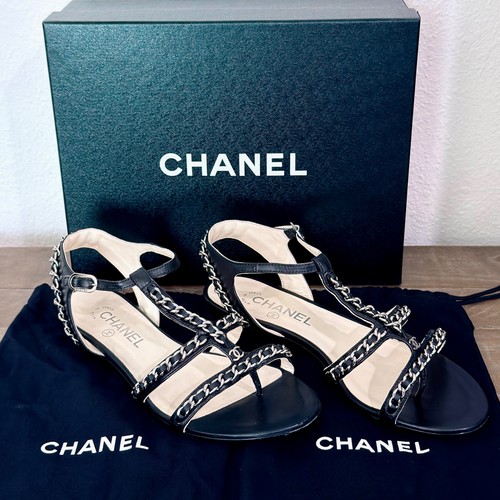 Sandali gladiatore chanel neri - chanel,