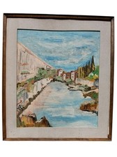  RARO DIPINTO OLIO GIUSEPPE SERAFINI SCORCIO  ARNO MONTELUPO FIORENTINO  1962