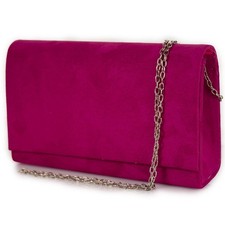 Pochette fucsia donna scamosciata cerimonia clutch elegante fuxia borsetta sera