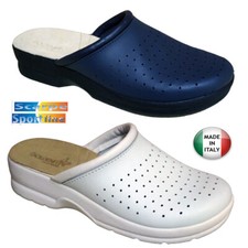 GOLDENFIT 707 BLU BIANCO PANTOFOLE  IN  PELLE BICAST CIABATTE SANITARIE DONNA