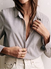 camicia tomboy sezane righe Écru Blu