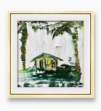 Dipinto Maldive Palm Hideaway • Astratto Impasto originale incorniciato arte costiera