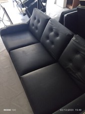 divano tre posti pelle nera anni 80 modernariato