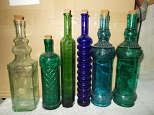stock 6 pz bottiglie diverso colore e formato vintage antica essenze farmacia 