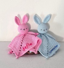 Doudou, coniglio, nome, ricamo, copertina compagnia, cotone, neonato, benvenuto