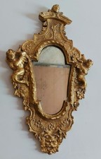 Specchio in legno dorato antico epoca 1700 doratura con foglia d'oro zecchino Au