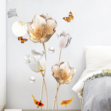 Adesivi Murali Fiori Oro 3D