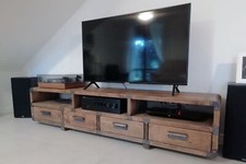Mobile TV soggiorno salotto INDUSTRIAL in legno massello 200x40h50cm SU MISURA