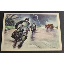 Cartolina Guardie della Polizia Stradale in Servizio di Pattuglia