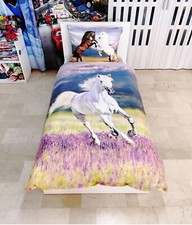 Cavallo Bianco Set 2 pezzi Letto Singolo Copripiumino Federa Cotone Reversibile