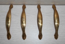 LOTTO 4 MANIGLIE IN OTTONE RESTAURO MOBILI PORTE RETRO' VINTAGE FERRAMENTA EPOCA