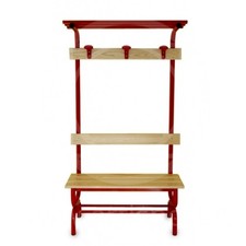 Panca spogliatoio con seduta, schienale, appendiabiti e pianoborse, in acciai...