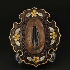Tsuba giapponese rame macinato