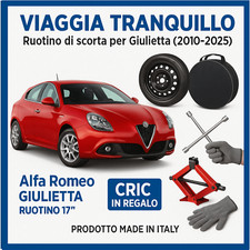 💥 Kit Ruotino di Scorta Alfa Romeo Giulietta 17” 5Fori Cric Chiave Sacca Guanti