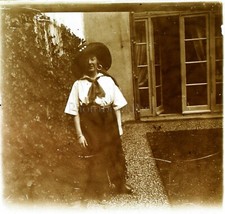 Donna Moda Abito Cappello Anni 30, Foto Stereo Vintage Piastra Vetro VR5L8