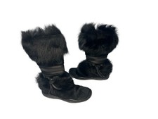 Prada Girls Fur Leather Boots