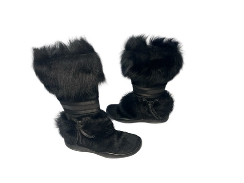 Prada girls fur leather boots - girls,